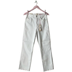 Alice + Olivia White Scalloped High Rise Straight Jeans Size 29 NWT